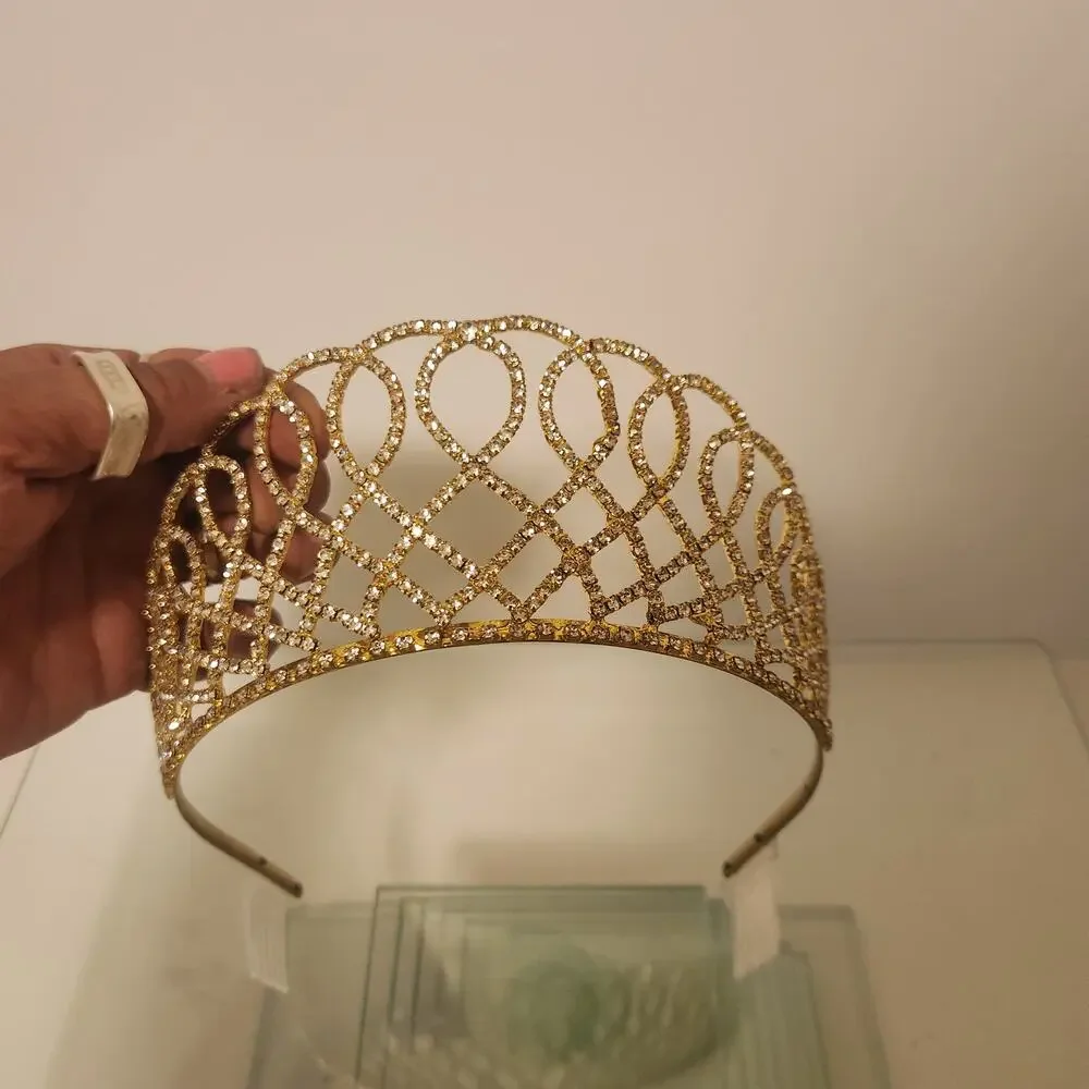 Gold and rhinestone Tiara 2.5 inch tall